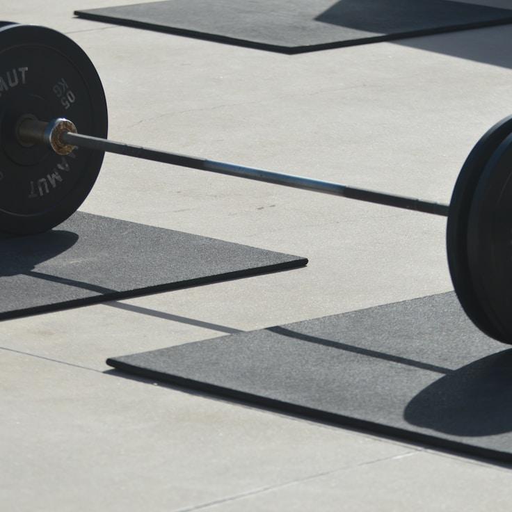 Weight training area with free weights and machines